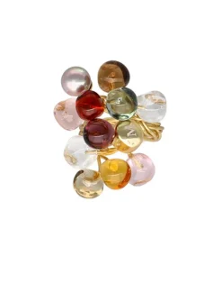 Majorica Anillo De Perlas Ajustable Corfu Con Cristales De Murano| Anillos Grandes