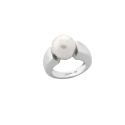 Majorica Anillo Nuada Plata Con Perla Blanca 12Mm| Anillo Solitario