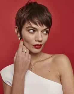 Majorica Anillo Selene Plata Con Perla Y Circonitas Verde Esmeralda| Anillos Medianos