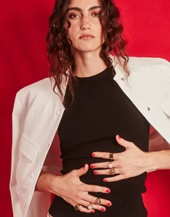 Majorica Anillo Sello Zale Con Perla Media Bola Blanca| Anillos Grandes