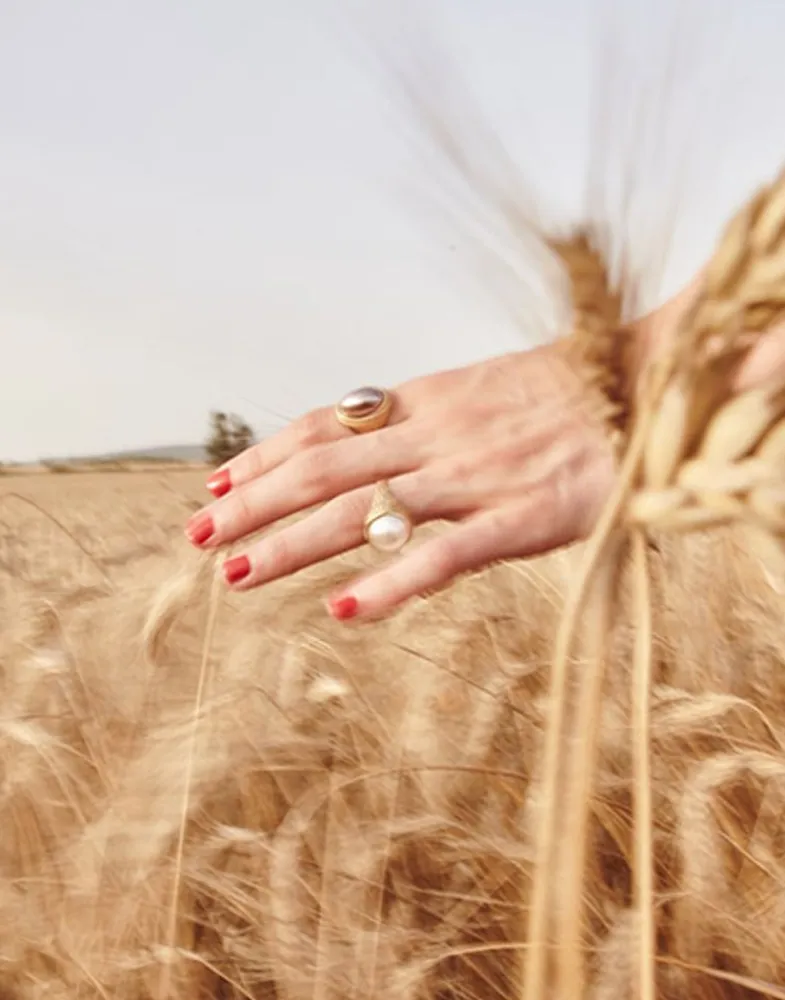 Majorica Anillo Sello Zale Con Perla Media Bola Blanca| Anillos Grandes