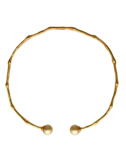 Majorica Choker Ajustable Bambu Dorado Con Perlas Champagne| Gargantillas De Perlas