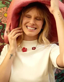 Majorica Choker Ajustable Santorini De Flores Granate Ajustable En Plata| Gargantillas De Perlas