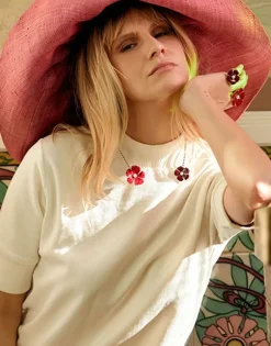 Majorica Choker Ajustable Santorini De Flores Granate Ajustable En Plata| Gargantillas De Perlas