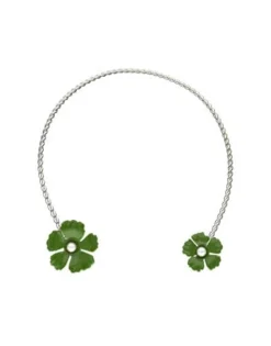 Majorica Choker Ajustable Santorini De Flores Verde Olivo Ajustable En Plata| Gargantillas De Perlas
