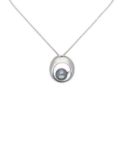 Majorica Colgante Con Perla Gris Petra En Acero| Colgantes Con Cadena