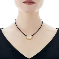 Majorica Colgante Coppelia Acero Dorado| Collares De Cuero