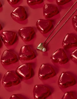 Majorica Colgante Dolce Cuore En Acero Dorado Y Corazon Con Perla| Colgantes Con Cadena