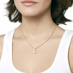 Majorica Colgante Selene Dorado Con Perla 10Mm Y Circonitas| Colgantes Con Cadena