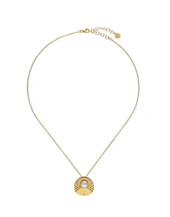 Majorica Collar Acero Dorado Le Palm Con Perla Blanca| Colgantes Con Cadena