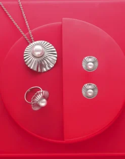 Majorica Collar Acero Le Palm Con Perla Blanca| Colgantes Con Cadena