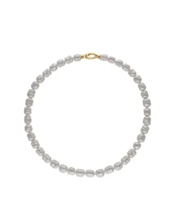 Majorica Collar Agora Dorado Con Perlas Barrocas Blancas 8Mm 45Cm| Collares De Perlas Largos