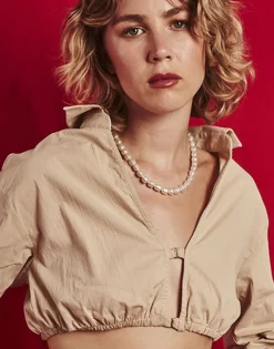 Majorica Collar Agora Dorado Con Perlas Barrocas Blancas 8Mm 45Cm| Collares De Perlas Largos