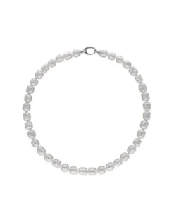 Majorica Collar Agora Plata Con Perlas Barrocas Blancas 8Mm 45Cm| Collares De Perlas Largos