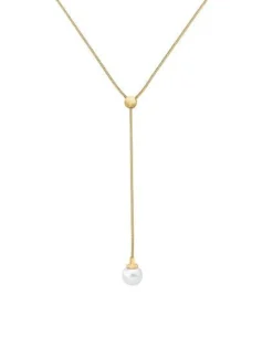 Majorica Collar Alba En Plata Dorada Y Perla Blanca| Cadenas Con Perlas