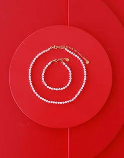 Majorica Collar Ballet Dorado Con Perlas 4Mm| Collares De Perlas Largos