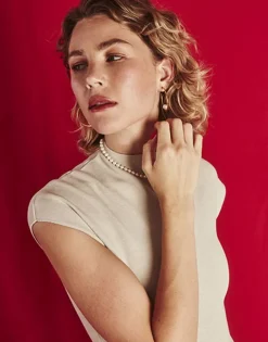 Majorica Collar Ballet Dorado Con Perlas 8Mm| Collares De Perlas Largos