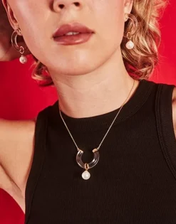 Majorica Collar Con Colgante Ayla En Cristal De Alta Resistencia Dorado| Colgantes Con Cadena