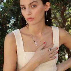 Majorica Collar Corto Algaida Corto Plata Con Perlas Y Cristales De Murano Negro| Cadenas Con Perlas