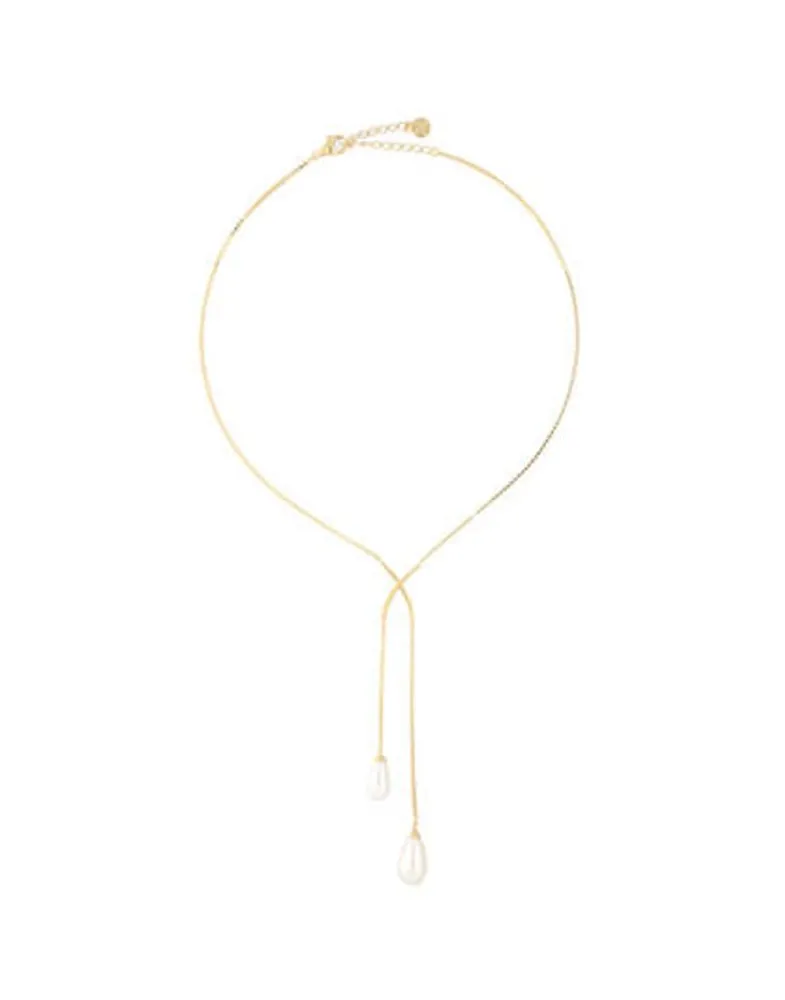 Majorica Collar Corto Elixa Dorado Con Perla Blanca Pera| Cadenas Con Perlas