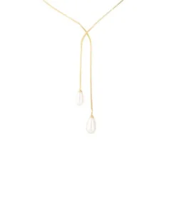 Majorica Collar Corto Elixa Dorado Con Perla Blanca Pera| Cadenas Con Perlas