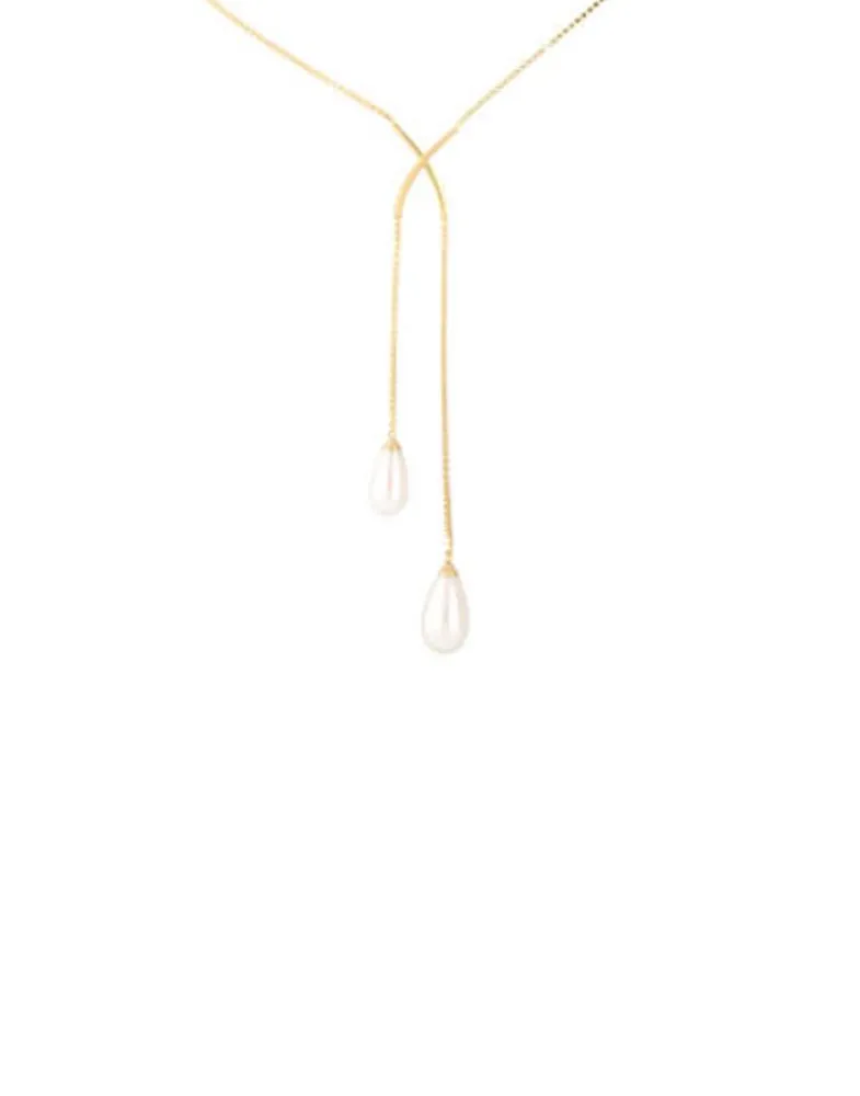 Majorica Collar Corto Elixa Dorado Con Perla Blanca Pera| Cadenas Con Perlas