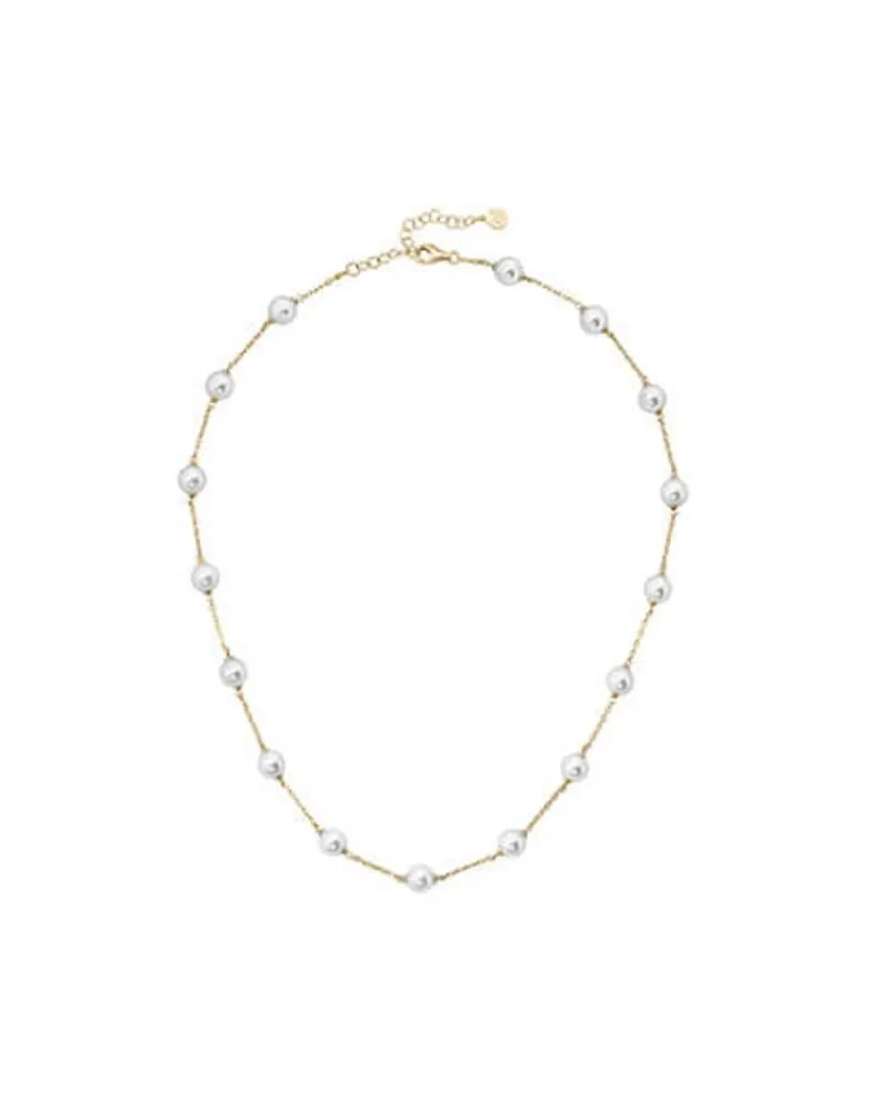 Majorica Collar Corto Ilusion Dorado| Cadenas Con Perlas