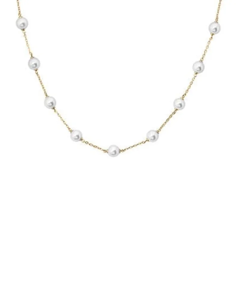 Majorica Collar Corto Ilusion Dorado| Cadenas Con Perlas