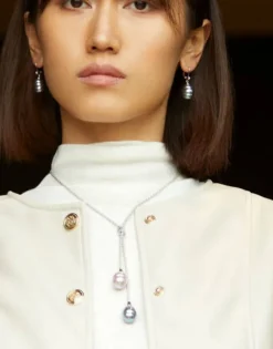 Majorica Collar Corto Tender Plata Perlas Gris Y Nuage| Cadenas Con Perlas