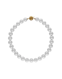 Majorica Collar De Perlas Corto Lyra Dorado 14Mm 45Cm| Gargantillas De Perlas