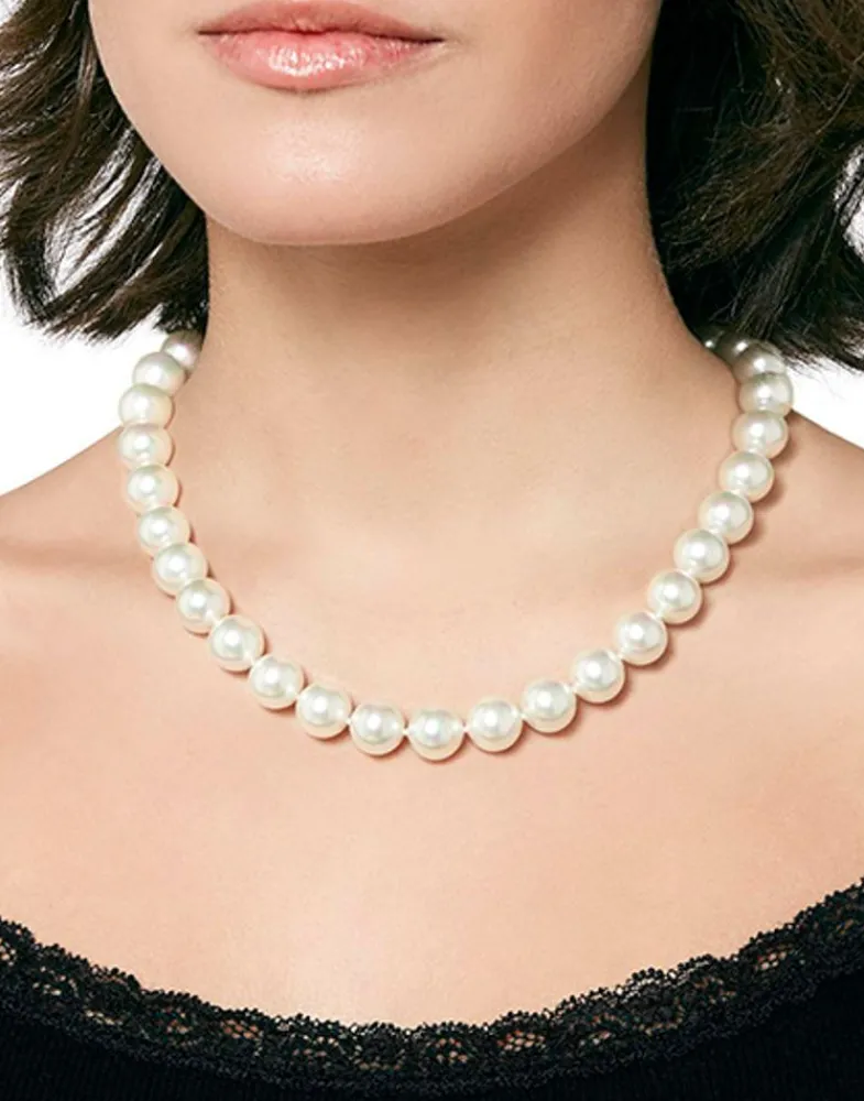 Majorica Collar De Perlas Corto Lyra Plata 12Mm 50Cm| Gargantillas De Perlas