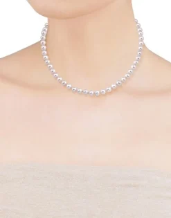 Majorica Collar De Perlas Corto Lyra Plata 8Mm 50Cm| Gargantillas De Perlas