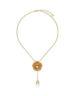 Majorica Collar Encadenado Clavelina Con Perlas Blancas| Collares Dorados