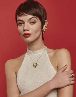 Majorica Collar Encadenado Feme Con Perla Blanca Y Agata Verde| Colgantes Con Cadena