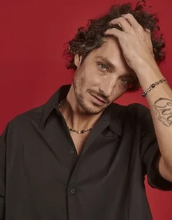 Majorica Collar Encadenado Sailor En Acero Con Perlas Negras| Collares Hombre