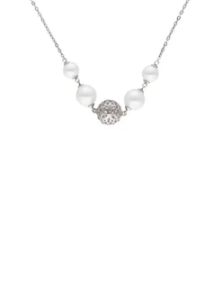 Majorica Collar Eternal Con Perlas Redondas Y Bola Calada En Plata| Collares Para Boda