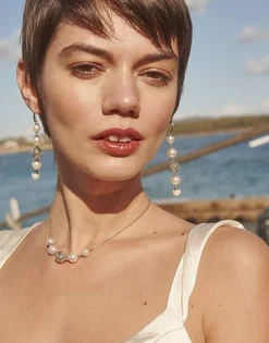 Majorica Collar Eternal Con Perlas Redondas Y Bola Calada En Plata| Collares Para Boda