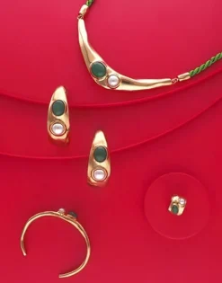 Majorica Collar Feme Cuero Con Perla Blanca Y Agata Verde| Collares De Cuero