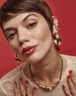 Majorica Collar Feme Cuero Con Perla Blanca Y Agata Verde| Collares De Cuero