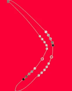 Majorica Collar Largo Algaida Multiposicion En Plata Con Cristales De Murano Negros| Cadenas Con Perlas