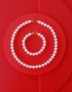 Majorica Collar Lyra Dorado 10Mm 45Cm Cierre Mosqueton| Collares De Perlas Largos