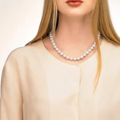 Majorica Collar Lyra Dorado 10Mm 45Cm Cierre Lengueta| Collares De Perlas Largos