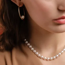 Majorica Collar Lyra Plata Dorada 8Mm 40Cm Cierre Lengueta| Collares De Perlas Largos