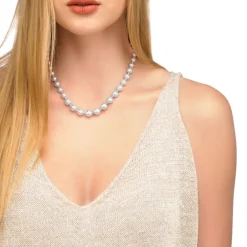 Majorica Collar Lyra Plata 6/10Mm 43Cm| Collares De Perlas Largos