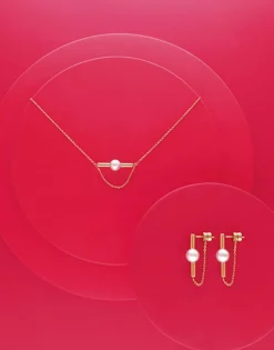 Majorica Collar Minimalista Lagom En Acero Dorado Y Perla| Colgantes Con Cadena