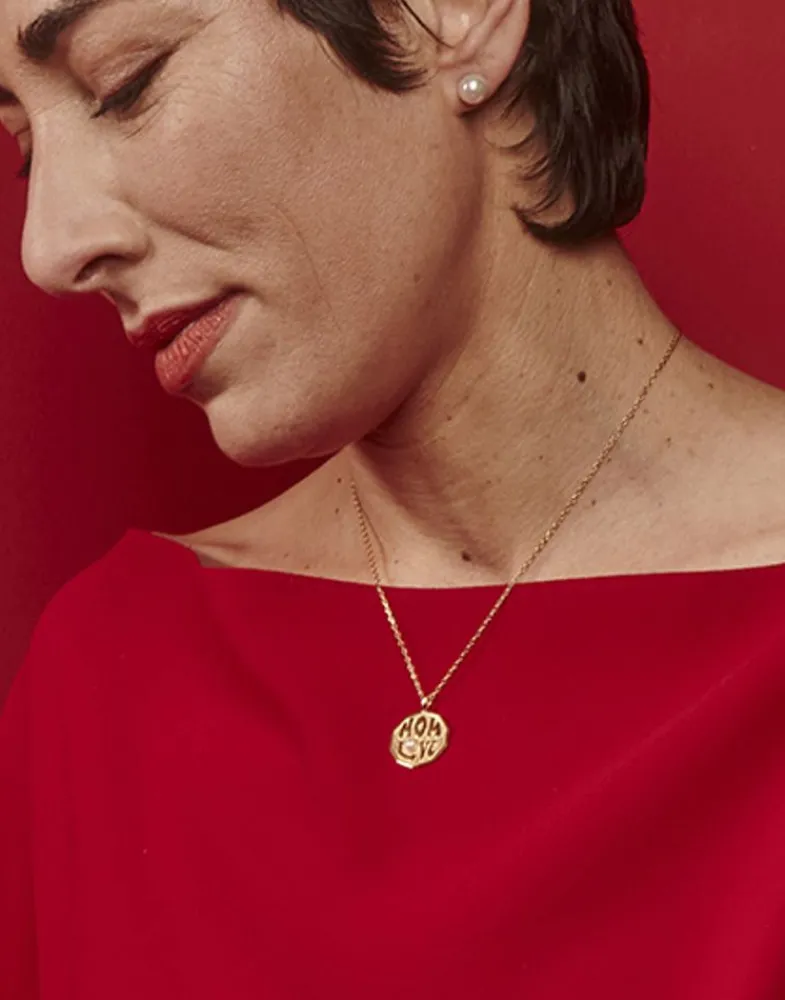 Majorica Collar Mom Love Con Colgante Dorado| Colgantes Con Cadena