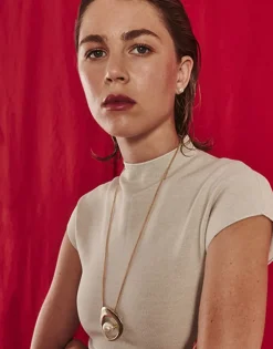 Majorica Collar Petra En Acero Dorado Con Colgante Xl| Colgantes Con Cadena