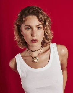 Majorica Collar Petra En Acero Dorado Y Cordon De Seda Cafe| Colgantes Con Cadena