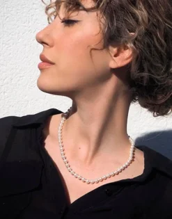 Majorica Collar Plata Lyra Con Perlas Blancas 6Mm 45Cm| Collares De Perlas Largos