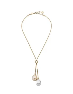 Majorica Collar Tender Dorado Perlas Blanco Y Champan| Cadenas Con Perlas